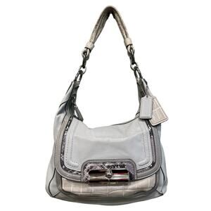 Coach Gray Python and Croc Embossed Leather Kristin Handbag